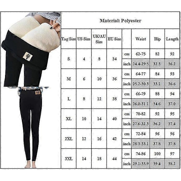 Dam Vinter Varma Tights Tjocka Leggings Snöbyxor Fodrade Termokläder Plus Storlek