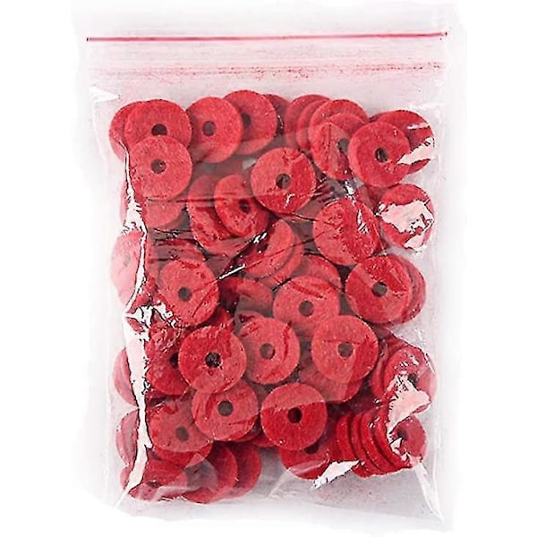 90 stk 12,5 mm Piano Filt Front Rail Punched Regulator Røde Keyboard Balanseringsskiver Reparasjonsdeler - rød