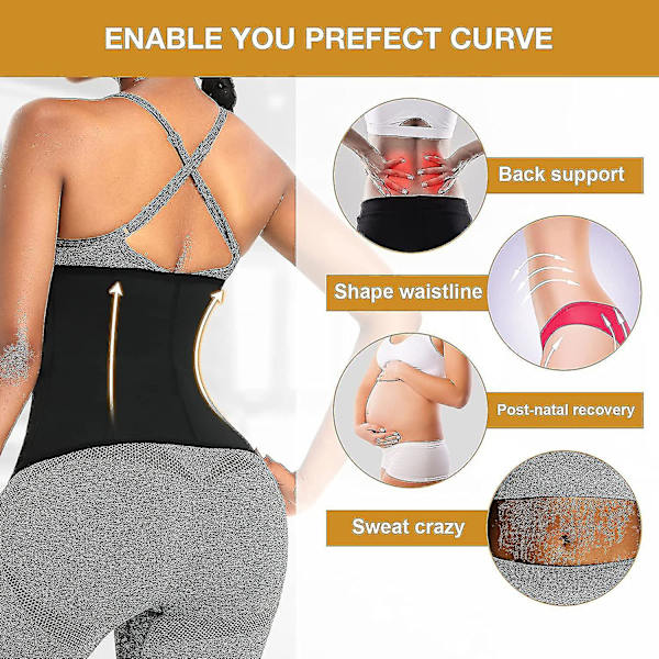Tflycq Neoprene Waist Trainer Trimmer 6 Teräsluullinen Fajas Hengittävä Vyötärö Cincher Vyö Korsetti Vetoketju ja Koukut Naisten Vartalon muoto Säädettävät Olkaimet Body S Zip-hook-black 4XL