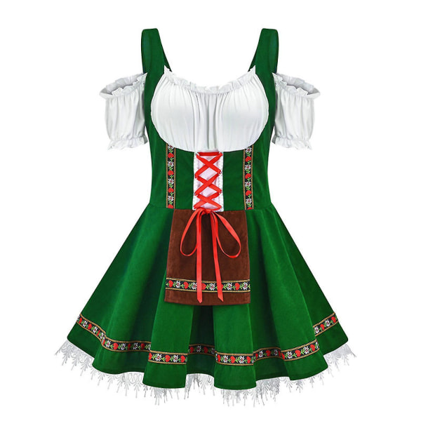 Rask levering 2023 Beste Oktoberfest-kostyme for kvinner Tysk bayersk Dirndl Ølpike Fancy Dress S - 4xl Green 3XL