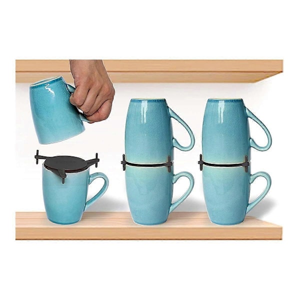 6 STK Kaffekrus Organizer Opbevaring Stabler Køkkenskab Stabelbar Hylde til Kopper Gadget Farve Exp