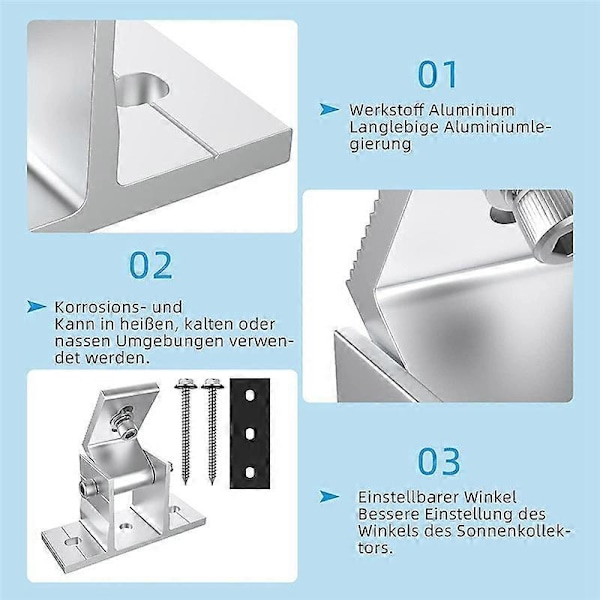 4 Pakke Solcellepanelholdere, Tak Kroker, 10-60 Feste Solcellemodul, Justerbar PV Modulholder for Solcellepanel