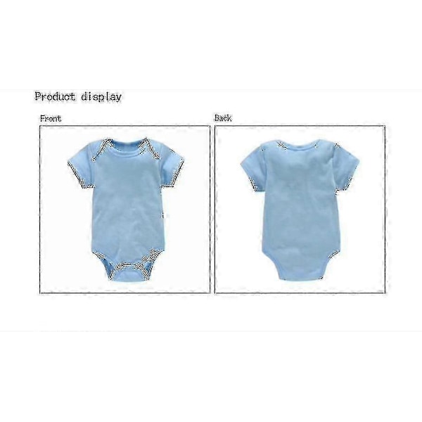 Enfärgade baby-rompers nyföddskläder 0-1 år gamla, jumpsuit kompatibel med pojkar och flickor, kort klättring sommar (2 st, rosa blå)