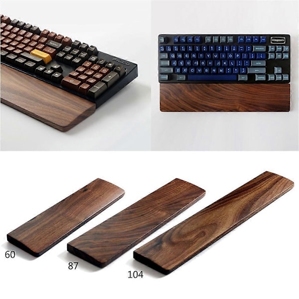 Valnöt Trä Mekaniskt Tangentbord Handledsstöd Ergonomisk Handledsdyna 60 87 104 Tangenter