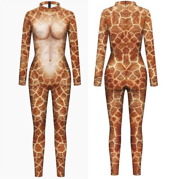 Halloween Cosplay -asu Hauska Body-puku Naisten Miesten Spandex Zentai -puku kokovartaloinen eläimen kallo printed Halloween-rekvisiitta style 5 S