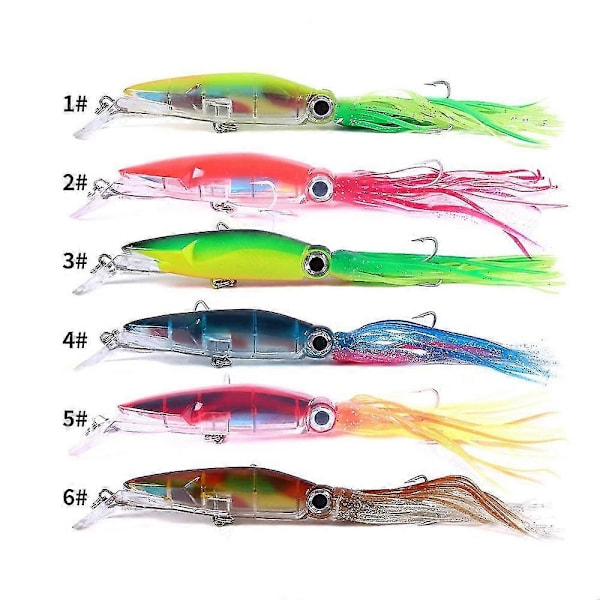 7st/Set Fiske Bete Kit 14cm 40G Bläckfisk Fiske Bete med Skägg Bläckfisk Mjukt Bete Jiggfiske Utrustning