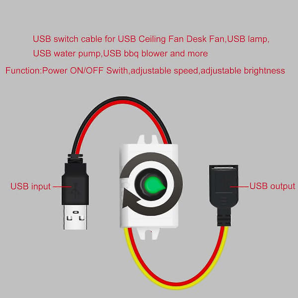 Universal 5V USB LED Dimmer Förlängningssladd Hastighetskontroll Brytare Strömkabel