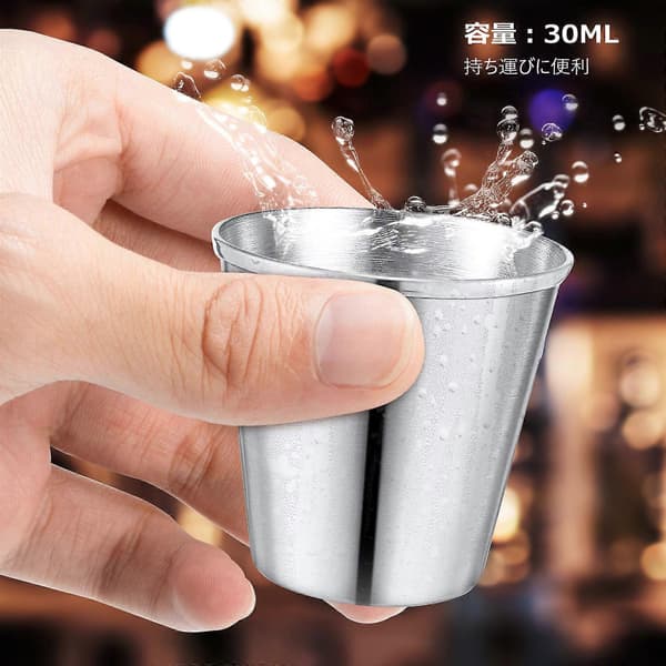 Shotglas i silverrostfritt stål för spritdrycker, 12-delars bärbart set