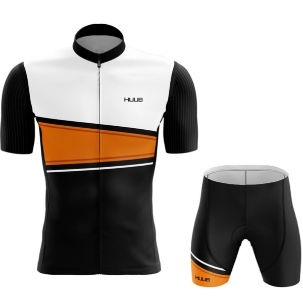 2023 HUUB Cykeltrøje Sæt Mænd Kortærmet Sommer Bjerguniform Ropa Ciclismo Cycling Maillot Cykeltøj Dragt Orange XS