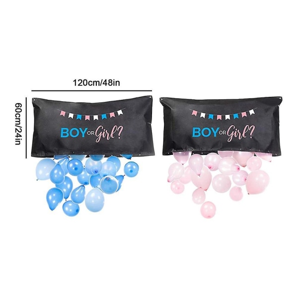 Baby Gender Reveal Party rekvisita Gjenbrukbare Baby Bursdagsfest rekvisitter He or She Black Balloon Bag Baby Shower Gender Reveal Party 1