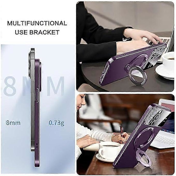 Magnetiskt Vikbart Ställfodral för iPhone 15 Pro Max, Stor Fönster Telefonskal Läcksäker Etikett Magnetiskt Fäste för 15 Pro Max