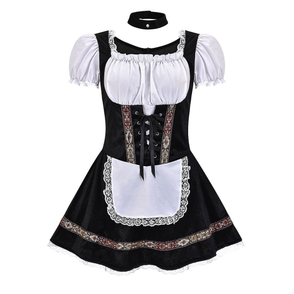 Hurtig levering 2023 Bedste Oktoberfest kostume til kvinder tysk bayersk Dirndl ølpige fancy kjole S - 4xl Black  White L