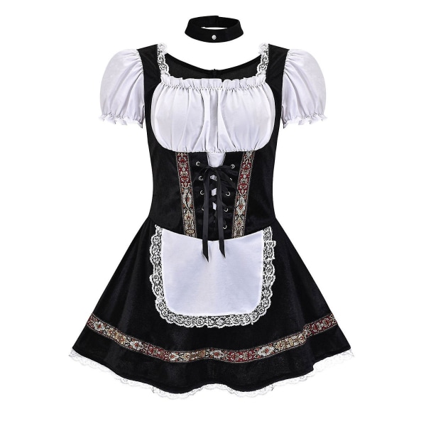 Rask levering 2023 Beste Oktoberfest-kostyme for kvinner Tysk bayersk Dirndl Ølpike Fancy Dress S - 4xl Black  White XL