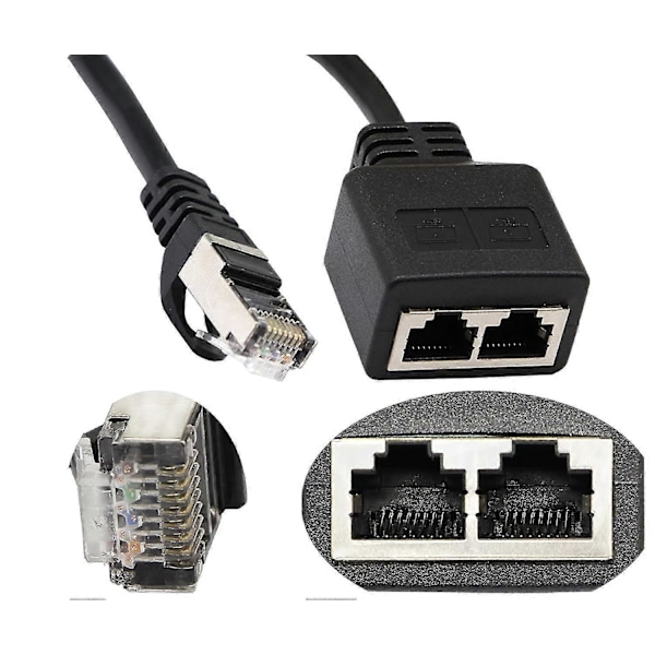 Netværks Splitter Adapter Kabel, 1 Rj45 Stik Til 2 Rj45 Jack Netværks Y Splitter Kabel Til Kategori 5e Ethernet, Kategori 6 Ethernet. (1 stk)