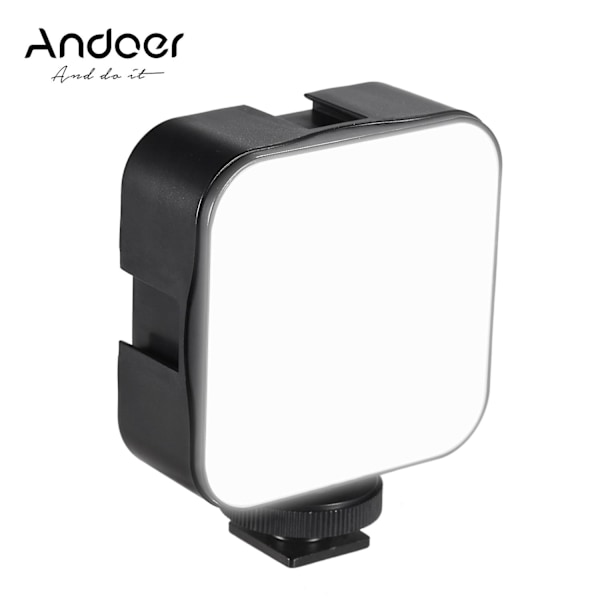 Andoer Mini LED Videolampa Fotografering Fyllnadslampa 6500K Dimbar 5W med Blixtskofäste Adapter