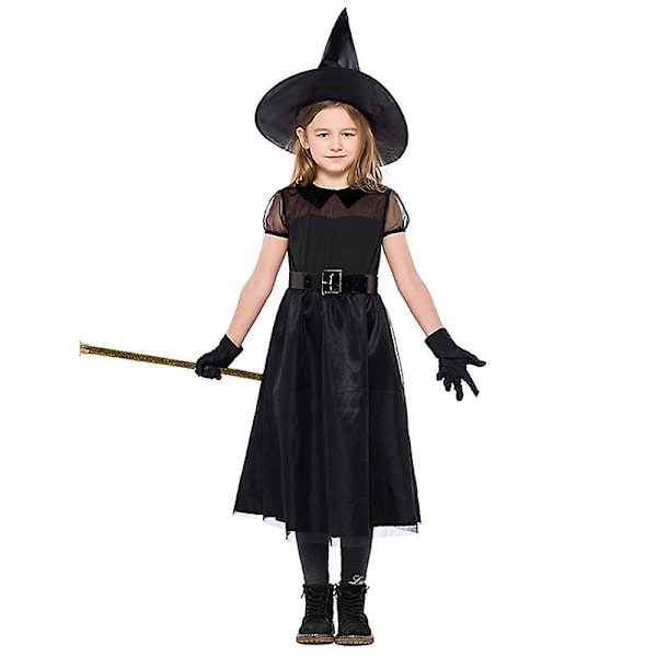 Flere piger Klassisk sort heks kostume Djævle Spøgelse Tyl Bog Uge Rollespil Cosplay Carnival Halloween Fancy festkjole Black 02 S