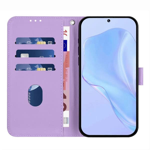 Solid Farve Tegnebog Læder Telefon Cover med Rem til Samsung Galaxy S24 FE - Lavendel