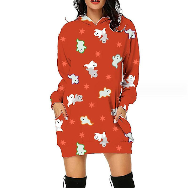 Halloween Hettegenser Kjole For Kvinner Langermet Høst Mote Gensere Gensere Casual Halloween Kjole Med Lommer style 3 S