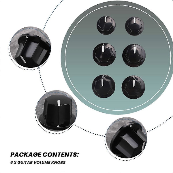6 stk. Kontrolknap Lydstyrke Audio Kontrolknapper til Jazz Bass Elektrisk Guitar Dele