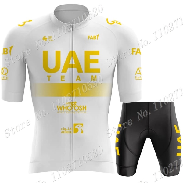 Musta UAE Team 2023 Kultainen Set Lyhythihainen Miesten Vaatteet Maantiepyörä Paidat Puku Pyörä Bib Shortsit MTB Maillot 8 3XL