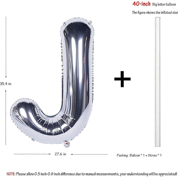 Bokstavsballonger 100 cm Jätte Jumbo Heliumfolie Mylar för Festdekorationer Silver B