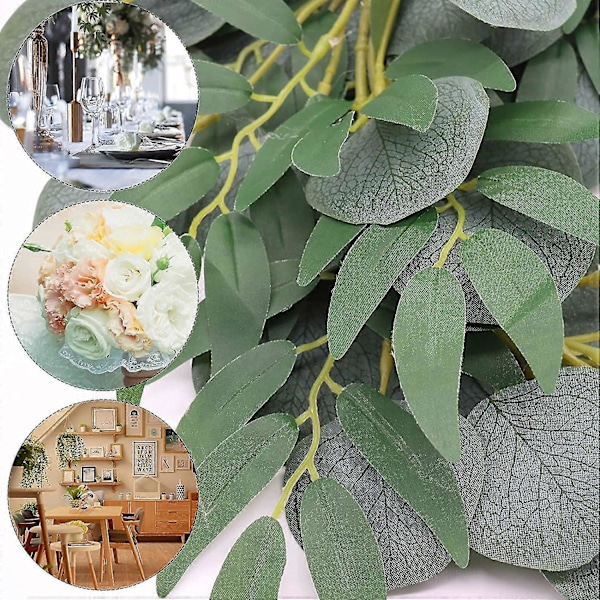 Konstgjord Eukalyptus 2 M Eukalyptus och Vide Rankgirlang, Falska Växter Blad Dekoration