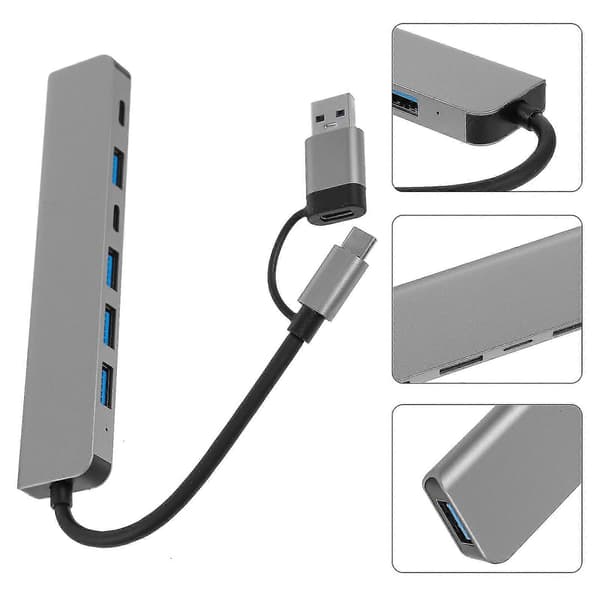 USB Hub Multi-porter Hub USB Splitter USB Adapter Laptop Datamaskin 7 I 1 USB Utvider