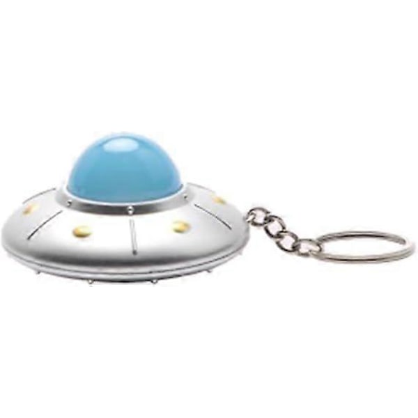 Söt UFO Nyckelring LED-Lampa Flygande Teefat Nyckelring Kreativt Rymdskeppsmodell Hänge Smycken för Barn och Vuxna
