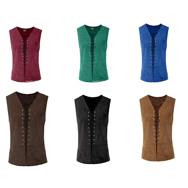 Middelalderrenessansevest, hoffherres snørevest, kostyme for scenespill red M
