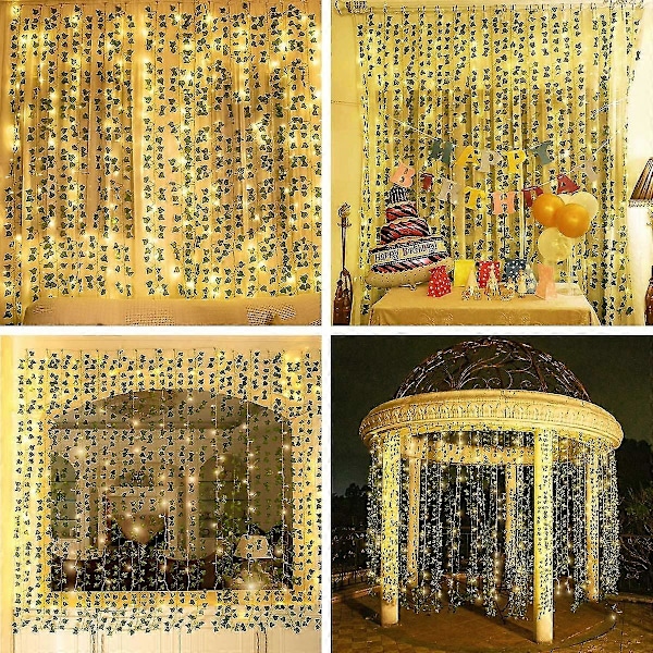 12 kpl Keinotekoinen murattiköynnös, keinotekoinen riippuva muratti 100 LED-valolla, häihin, juhliin, puutarhaan, asuntoon, parvekkeelle