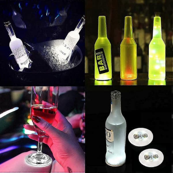 LED Coaster, 12-pak Lysende Glasbrikker, LED Flaskelys