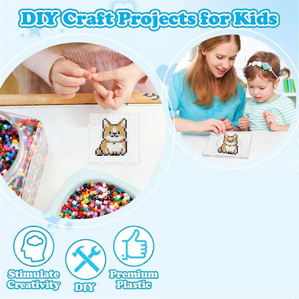 6 stk. Perleplader til strygeperler, Perleplader af plast, Firkantede klare perleplader til DIY-gaver