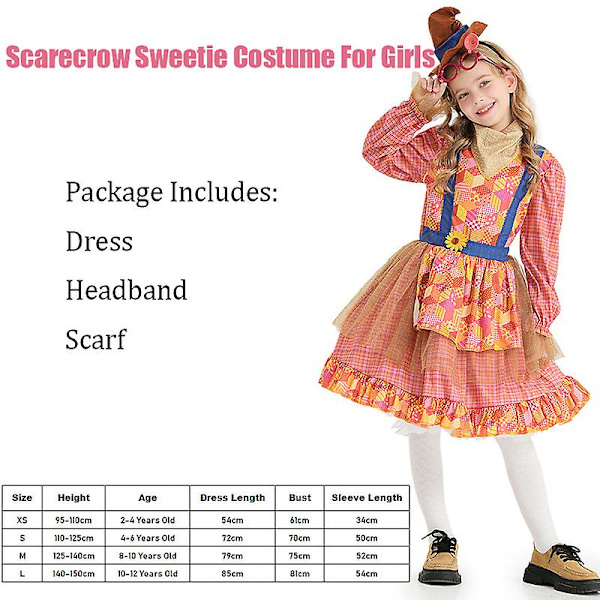 Velhojen toddler Scarecrow Fancy Pue Halloween-asu 2023 Poikien Scarecrow-asu Girls 10-12 Years Old