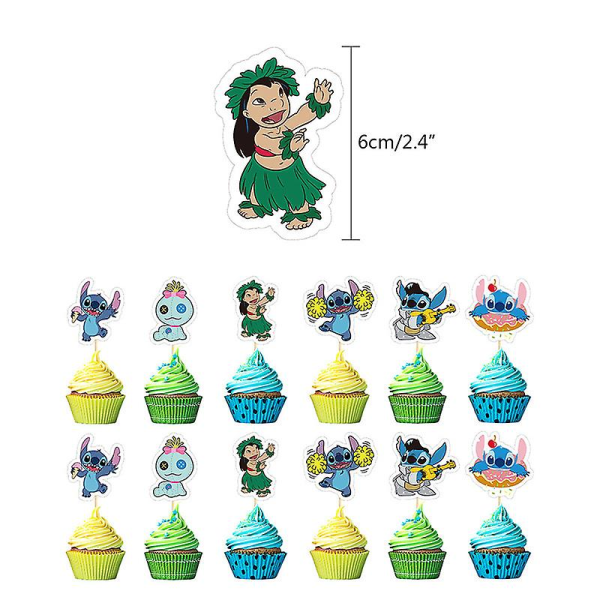 Lilo & Stitch Tema Födelsedagsfest Dekoration Barnleksak Present Latex Aluminiumfolieballong Engångsservis Evenemangstillbehör Cake Decorate -24pcs