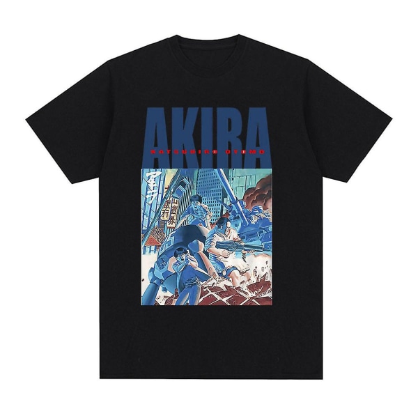 Japansk Anime Neo Tokyo Akira T-shirt Film Science Fiction Manga Shotaro Kaneda Kortærmede T-shirts til mænd 100 % bomuld T-shirt Q05261 Black XXL