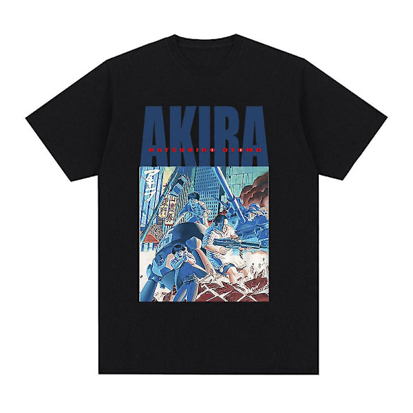 Japansk Anime Neo Tokyo Akira T-skjorte Film Science Fiction Manga Shotaro Kaneda T-skjorter med korte ermer for menn 100 % bomull T-skjorte Navy blue XXL