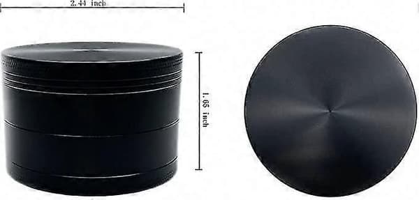 Stor 2,4\" (63 mm) 4-delt krydderkvern i sinklegering i svart