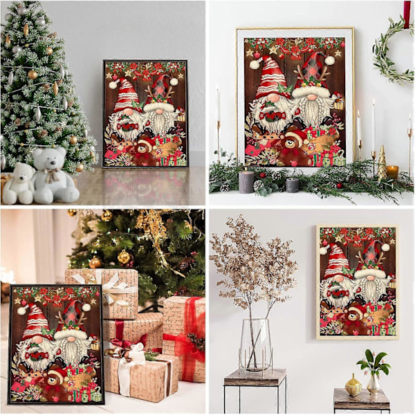 Jul Diamantmålning Konst Kit - 5D DIY Tomtar Vinter Dekorationsset