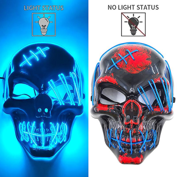 1p Skremmende Halloween Colplay Carnival Light Up Movie Mask Halloween Masquerade Party Led ansiktsmasker for voksen maske som lyser i mørket Type I1