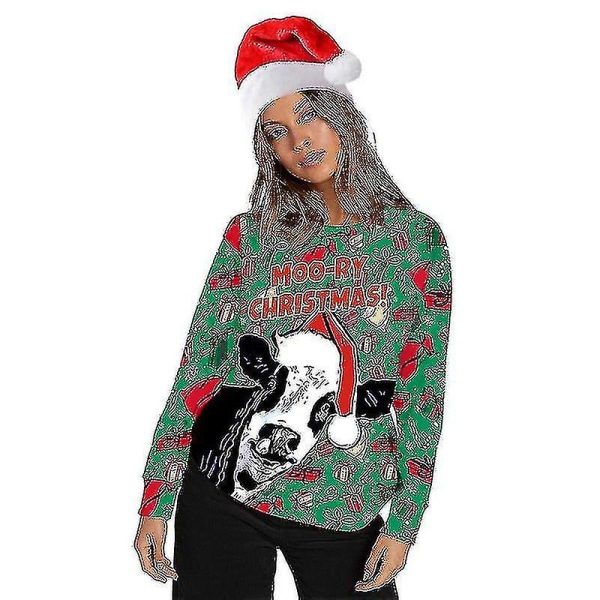 Unisex julegenser 3d digitalt trykk Holiday Party Crew Neck Sweatshirt Pullover BFT163 XXXL