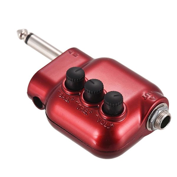 Mini Gitarrförförstärkare Preamp 6.35mm Plugg med Bas Diskant EQ Volymkontroll Akustisk Gitarr Tillbehör