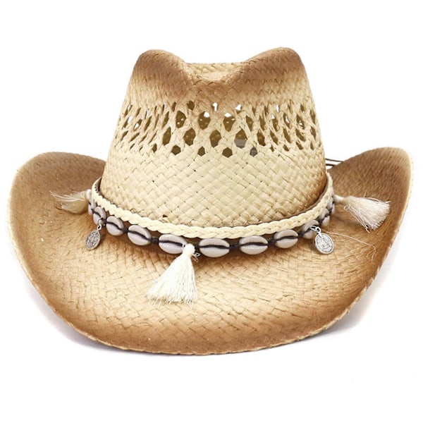 Handgjord Stråhatt Sommar Handvävd Cowboyhatt Andningsbar Solhatt för Pojke Flicka