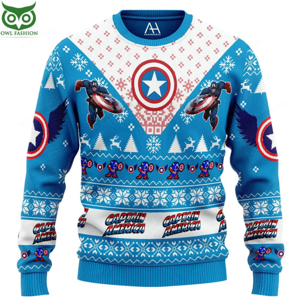 Merry Christmas Ugly Sweatshirt Captain America Sweater 3D Print Mønster Tøj Top 2024 Ny Efterår Vinter Mænd Kvinder Pullover style 1 L