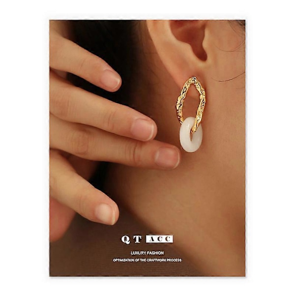 Messingbelagte 18k minimalistiske design øreringe med natursten