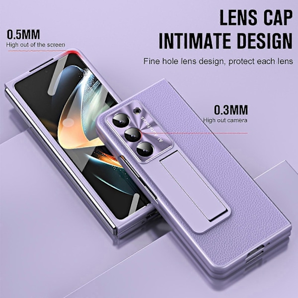 Z Fold 5 Cover med Skærmbeskytter, Leahter Hybrid PC Hård Altomfattende Stødsikker Cover med Støttefod til Samsung Galaxy Z Fold 5 2023