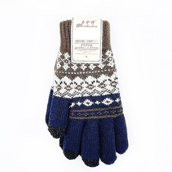 Kvinnors stickade vinterhandskar Cashmere stickade kvinnor män Höst och vinter Varma tjocka handskar Skärm skidhandskar Style 2 navy