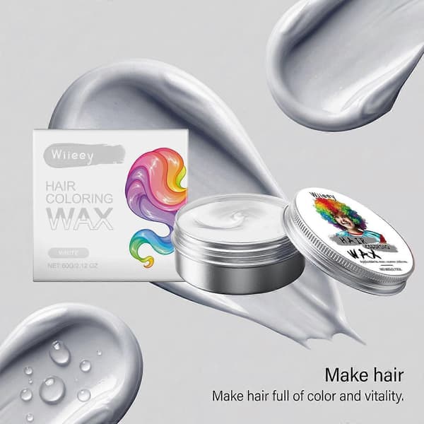 Midlertidig hårfargevoks, 60g vaskbar hårfargepomade white 3PCS