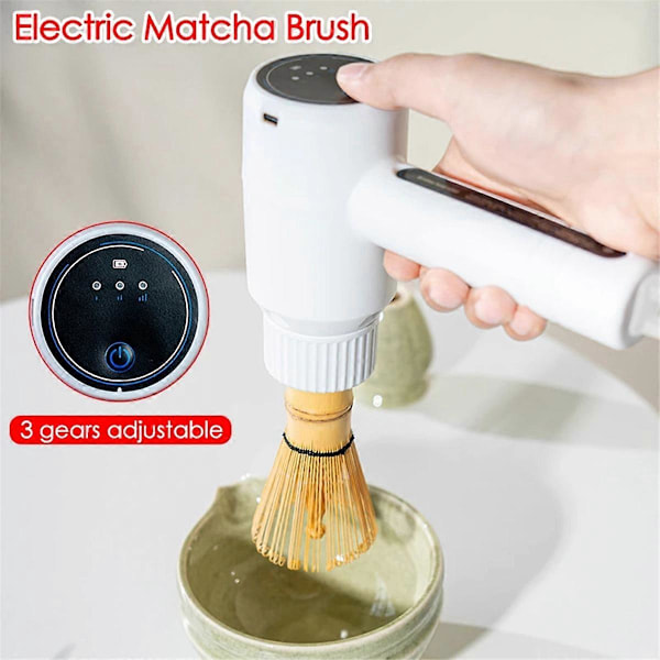 Elektrisk Bambu Visp Matcha Borste Justerbar Snabb Vispning