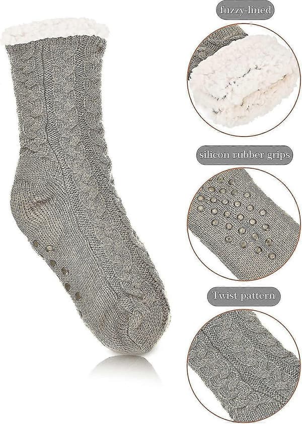 Damtofflor Strumpor Varma Fluffiga Strumpor Mjuka Luddiga Strumpor Vinterstickade Strumpor Chenille Rand A