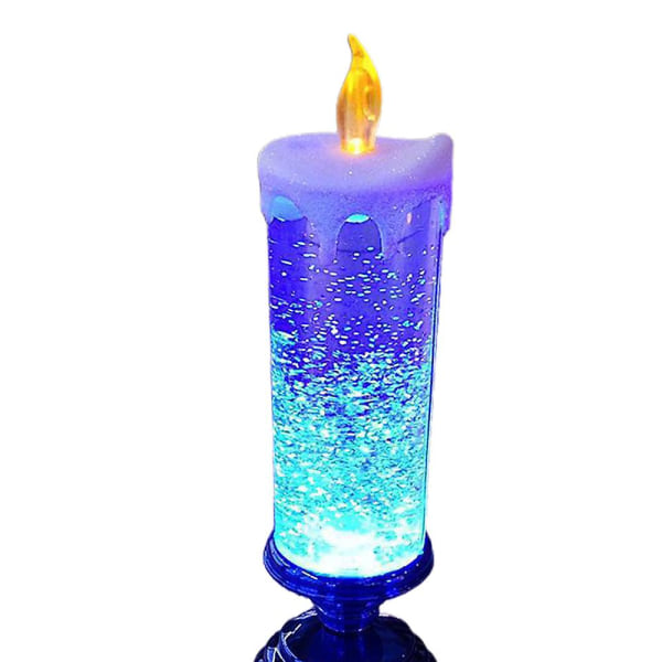Julen hvirvlende flammefrit stearinlys 7 farver skiftende glitterstearinlys Led-lys Julefest hjemmedekoration Blue